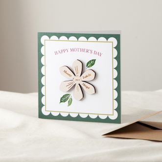 Personalised Wooden Flower Family Mother's Day Keepsake Card