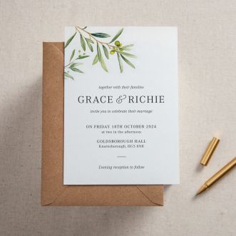 Olive Printed Wedding Invitation