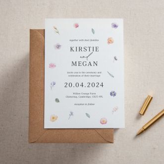 Pressed Floral Printed Wedding Invitation