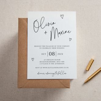 Scattered Hearts Printed Wedding Invitation