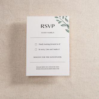 Illustrated Watercolour Leaves Printed Invitation RSVP Card