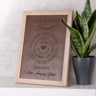 Leather Anniversary Engraved Time Print
