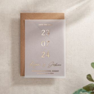 Foiled Vellum Autograph Save The Date with Bold Date