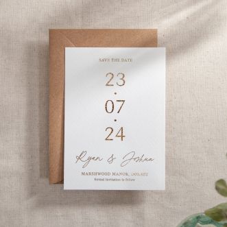 Foiled White Autograph Save The Date with Bold Date