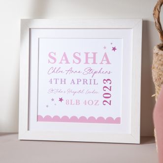 Personalised Typographic Baby Details Print