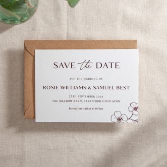 White Printed Blossom Save The Date