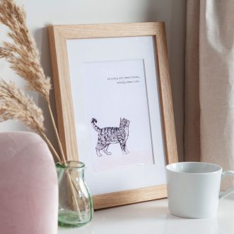 Cat Illustration & Quote Custom Framed Print