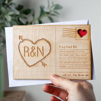 Engraved Heart and Arrow Postcard