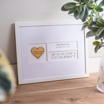 Engraved Heart & Special Location Coordinates Framed Print
