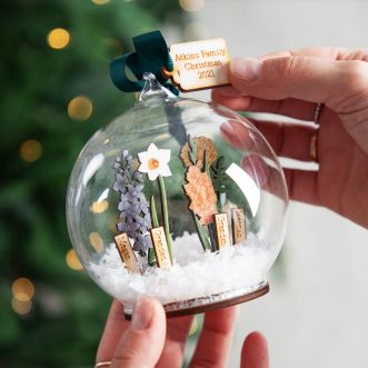 Personalised 3D Wooden Family Birth Flowers Bauble