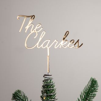 Personalised Family Name Cut Out Metallic Mirror Tree Topper