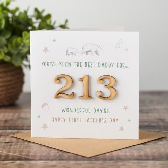 Wooden Numbers First Father's Day Time Card