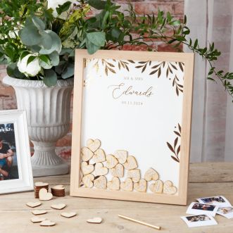 Foiled Gold Leaves Wedding Drop Top Frame Guest Book