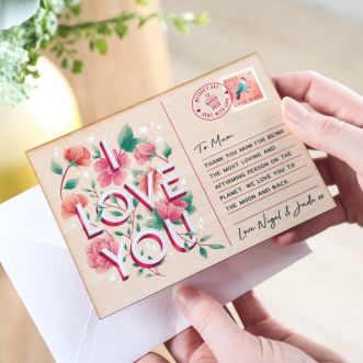 Printed Wooden ‘I Love You’ Postcard