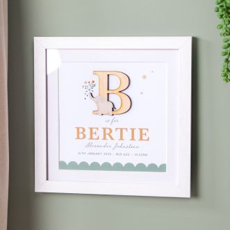 Large Initial and Elephant Baby Details Print