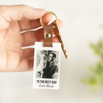 'Neutrals' Leather Photo Memory Keyring