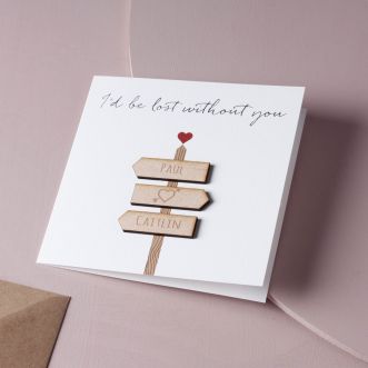 ‘I’d Be Lost Without You’ Personalised Sign Post Card