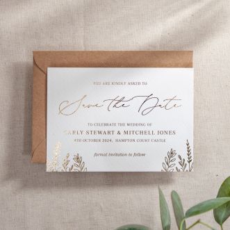 White Foiled Meadow Save the Date