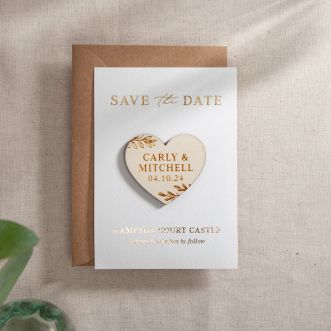 Meadow Foiled Save the Date with Heart Magnet