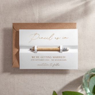 Modern Elegance Foiled 'Pencil Us In' Save the Date