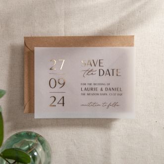 Foiled Vellum Modern Elegance Save The Date with Bold Date