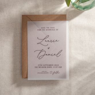 Vellum Modern Elegance Save The Date with Script Names