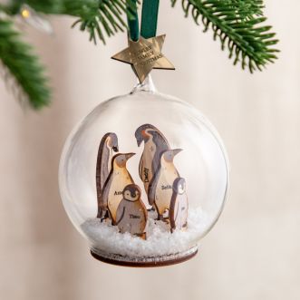 Personalised 3D Wooden Penguin Family Bauble