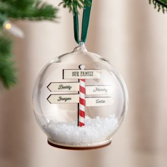 Personalised Family Christmas Sign Post Bauble