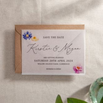 Vellum Pressed Floral Save the Date