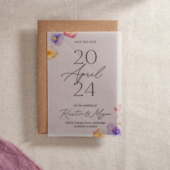 Vellum Pressed Floral Save the Date with Big Date