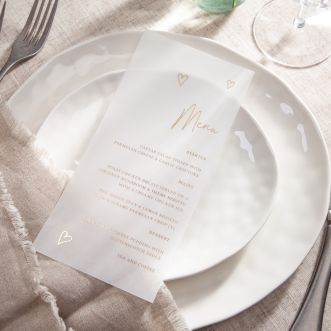 Scattered Hearts Foiled Vellum Menus