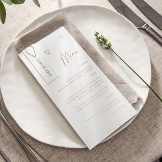 Scattered Hearts Foiled White Wedding Menus