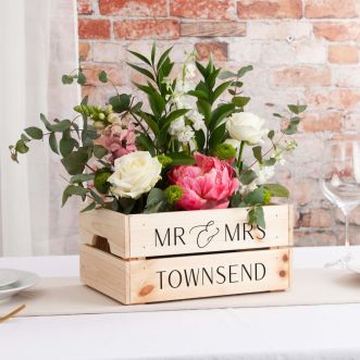 Simple Elegance Wedding Table Centrepiece Crate