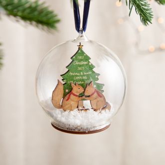 Twins First Christmas Woodland Squirrels Baby Details Bauble