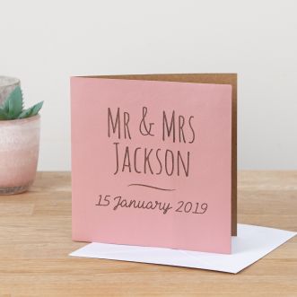 Leather (3rd) Anniversary Pink Engraved Card