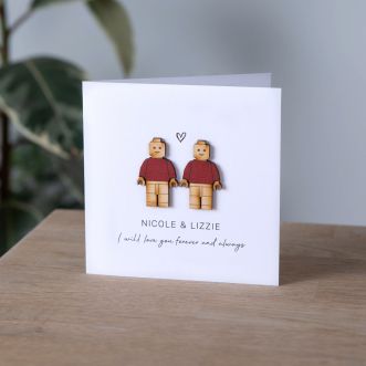 Wooden Character Couple Keepsake Card