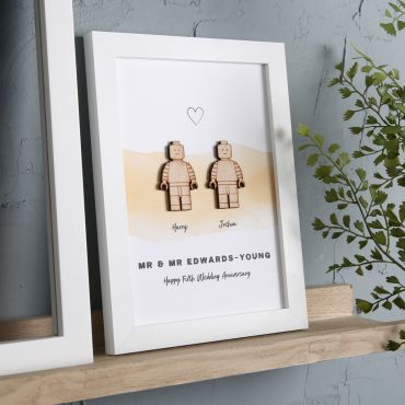 Wooden Character Couples Print
