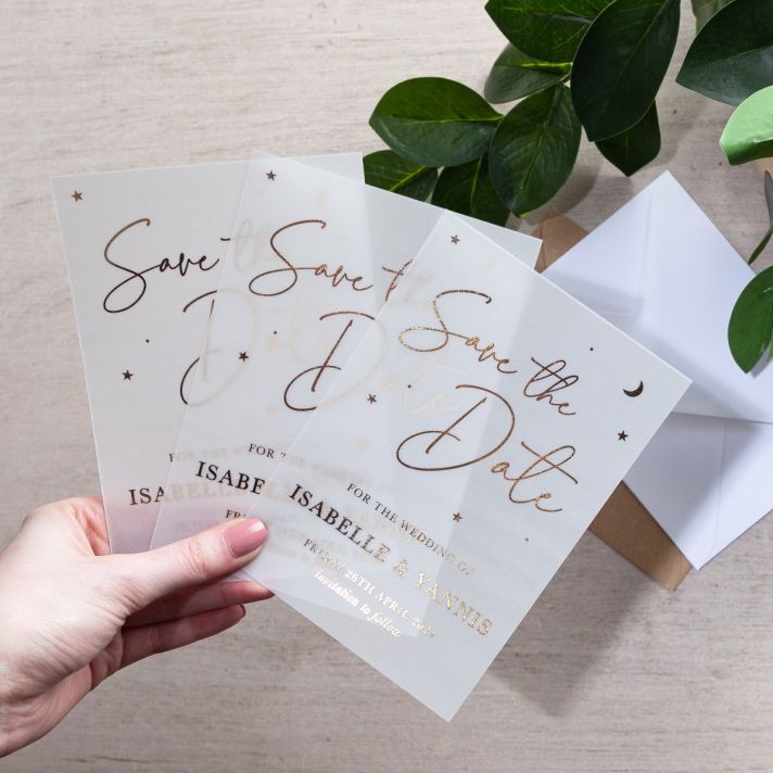 Moon & Stars Foiled Vellum Save the Date