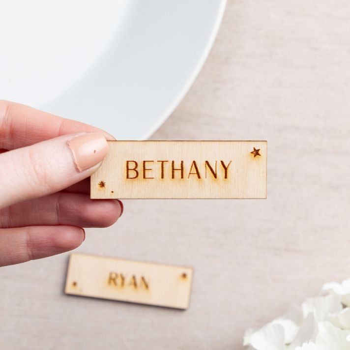 Engraved Wooden Place Name with Stars