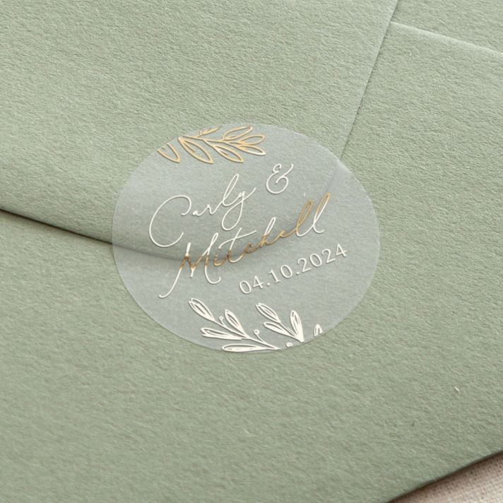 Meadow Names & Date Foiled Wedding Stickers