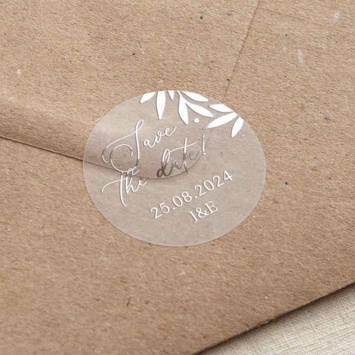 Gold Leaves Save the Date Foiled Wedding Stickers