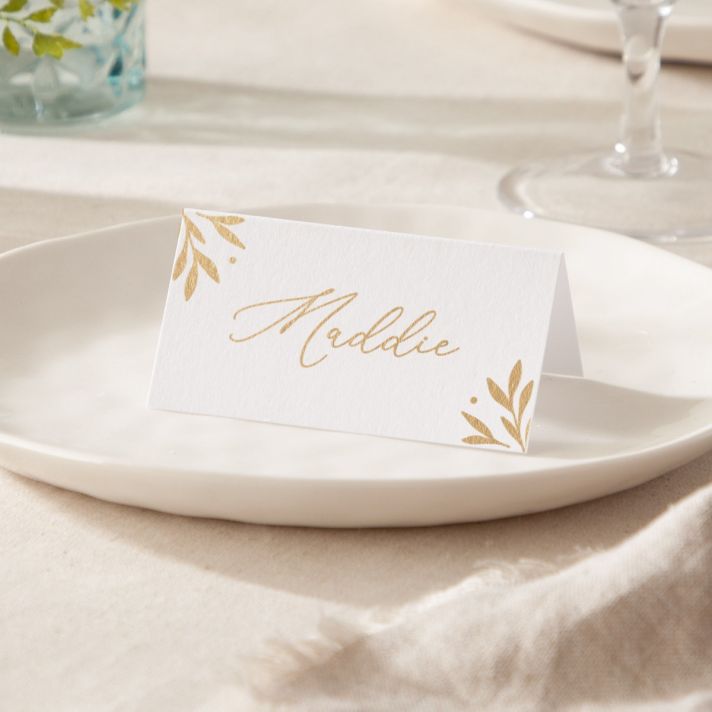 Gold Leaves Foiled Place Cards