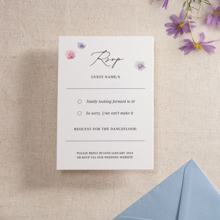 Pressed Floral Printed Invitation RSVP Card