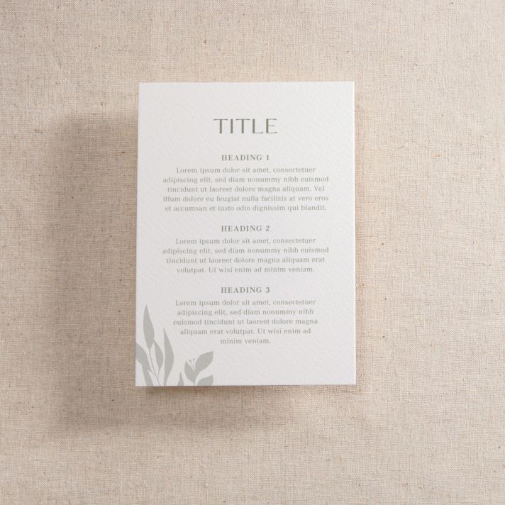Watercolour Leaves Printed Invitation Details Card