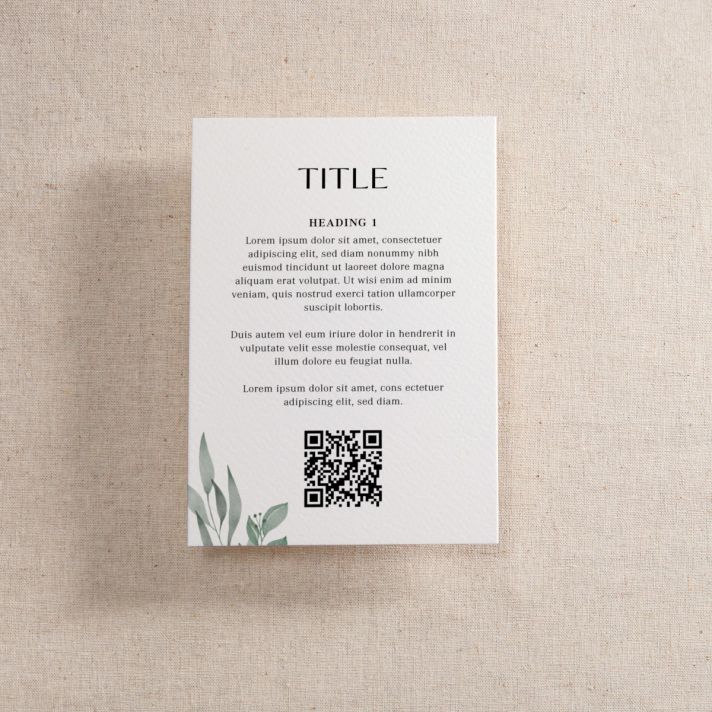 Illustrated Watercolour Leaves Printed Invitation Details Card