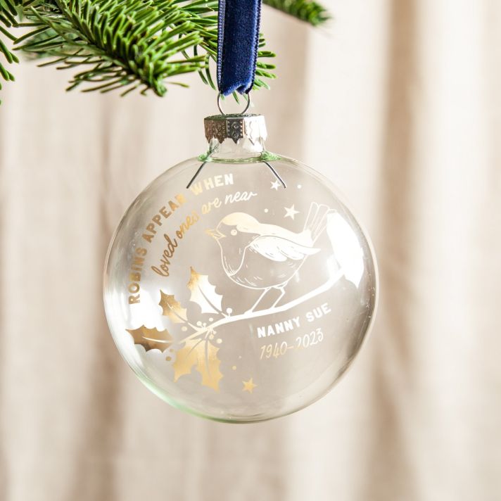 Robins Appear... Foiled Memorial Bauble