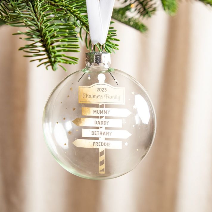 Family Signpost Foiled Bauble