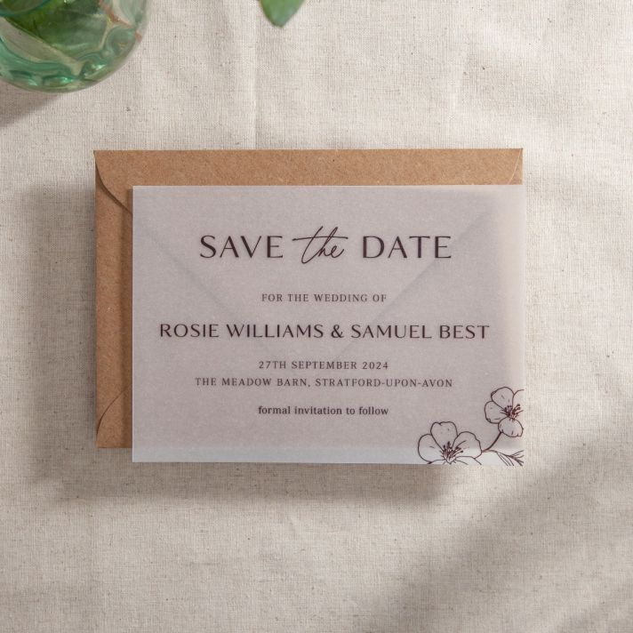 Vellum Printed Blossom Save The Date