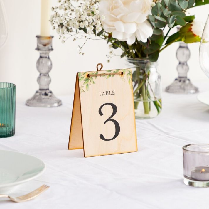 Green Eucalyptus Hinged Wooden Table Numbers