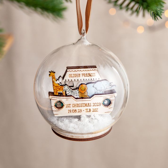 Noah's Ark Personalised First Christmas Bauble